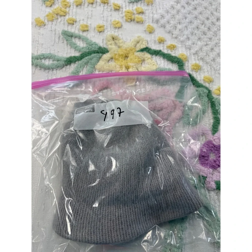 Angora‎ Blend Beanie Hat Grey Soft Warm Cozy Winter One Size